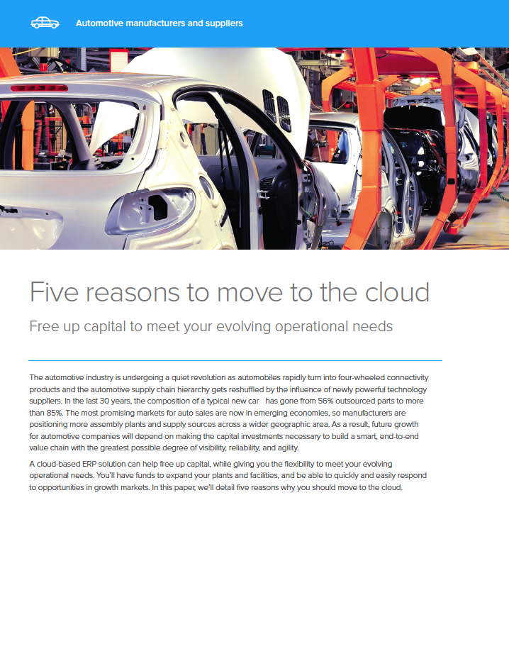 5 Reasons to Move Your Automotive Manufacturing ERP to the Cloud
