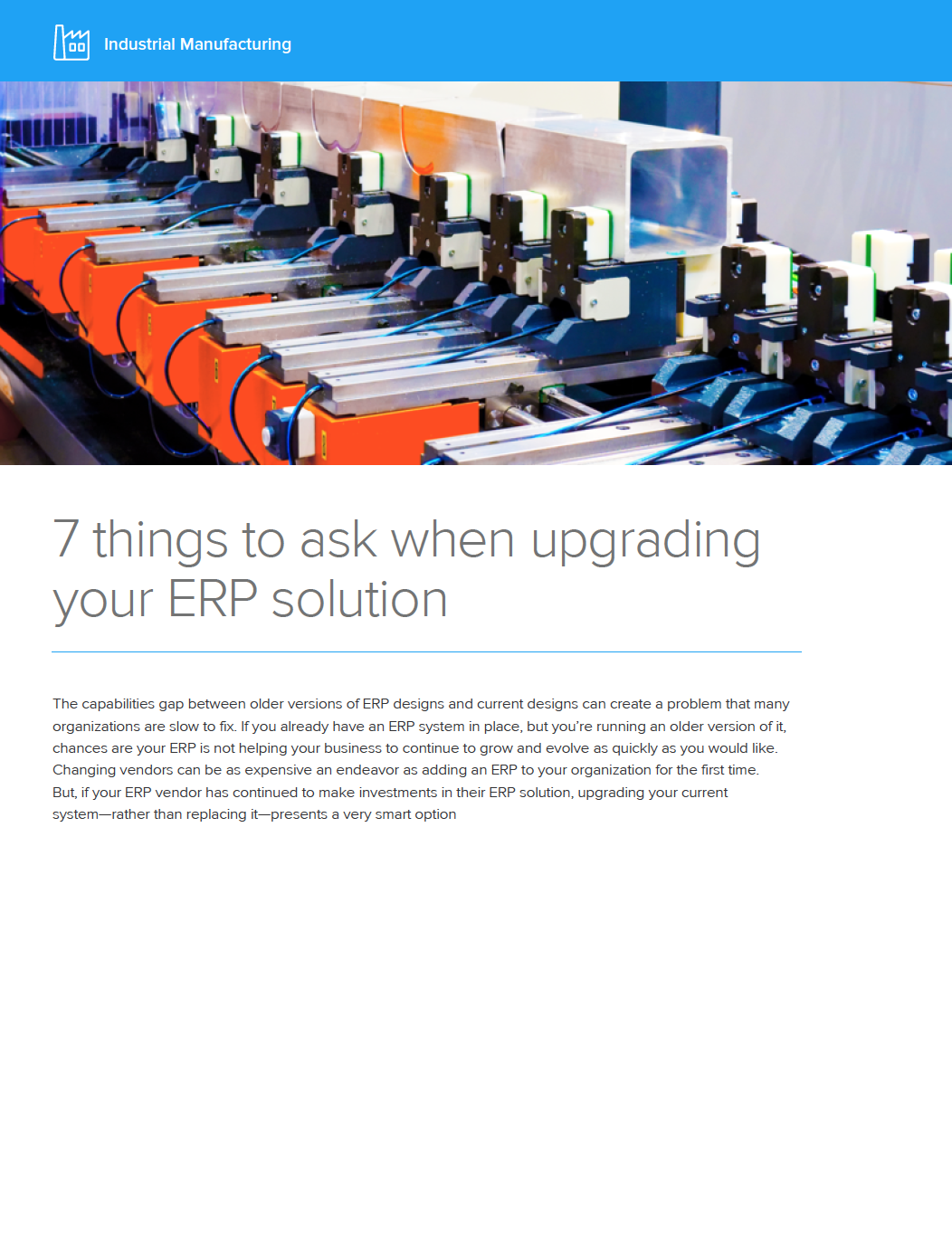 Manufacturing: 7 Questions to Ask When Upgrading Your ERP Solution
