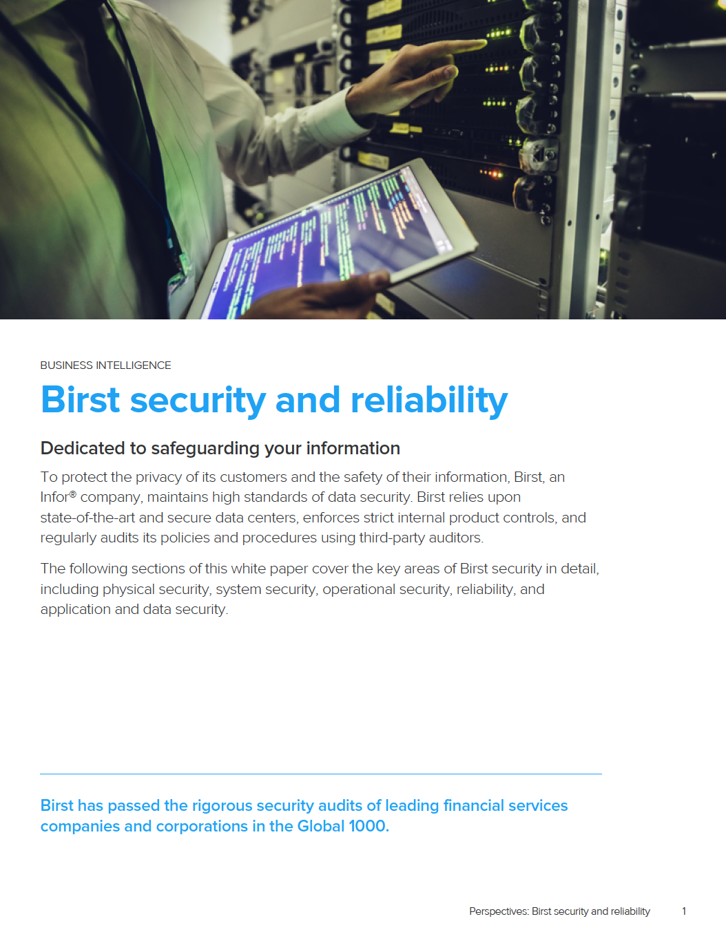 Manufacturing - Birst security and reliability