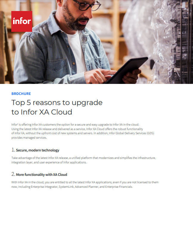 Infor XA: Top 5 Reasons to Upgrade to Infor XA Cloud