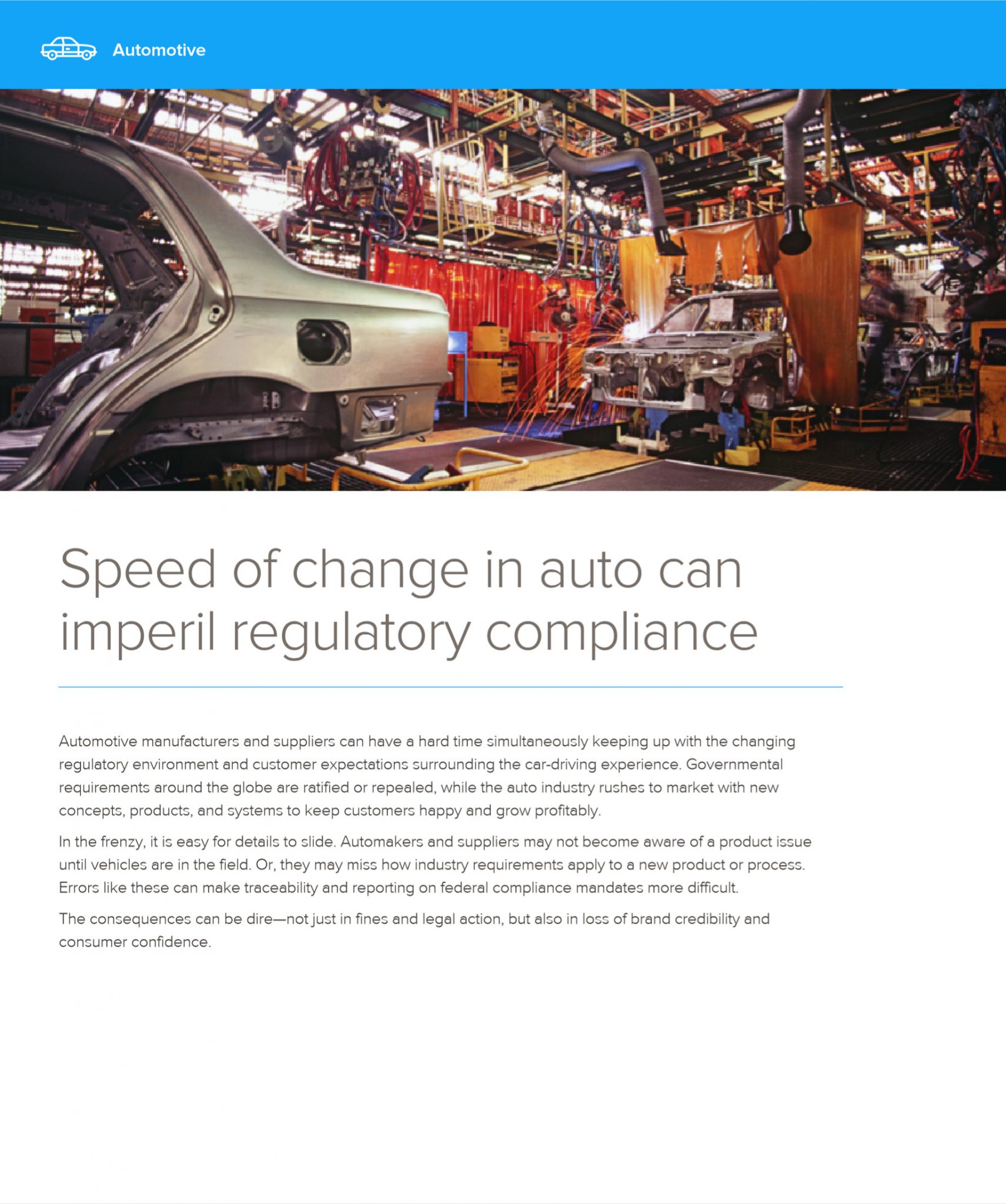 Speed of Change in Automotive Manufacturing Can Imperil Regulatory Compliance