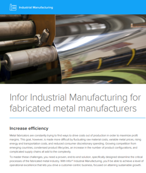 Infor Industrial Manufacturing for Fabricated Metal Manufacturers