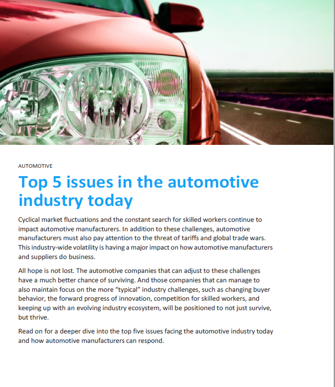 Top 5 Issues in the Automotive Manufacturing Industry Today