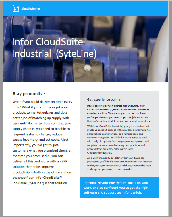 Infor CloudSuite Industrial (SyteLine) Brochure