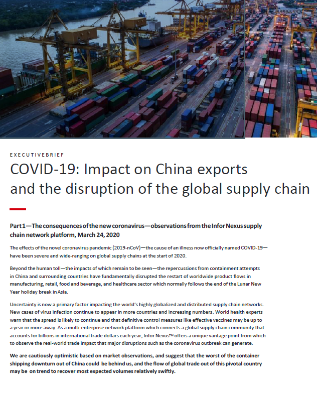 COVID-19: Impact on Chinese Exports and the Disruption of Global Supply Chains
