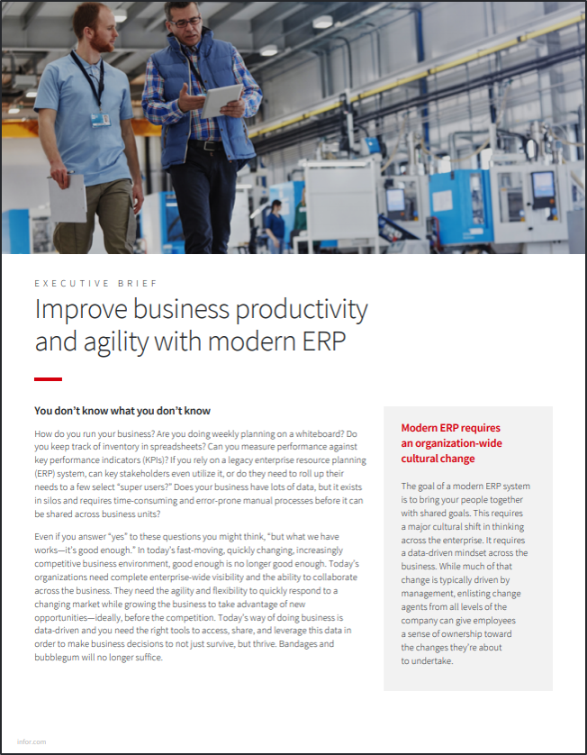 Manufacturers can Improve Business Productivity and Agility with Modern ERP