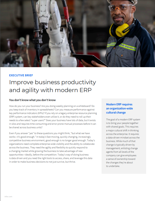 Manufacturers Can Improve Business Productivity and Agility with a Modern ERP